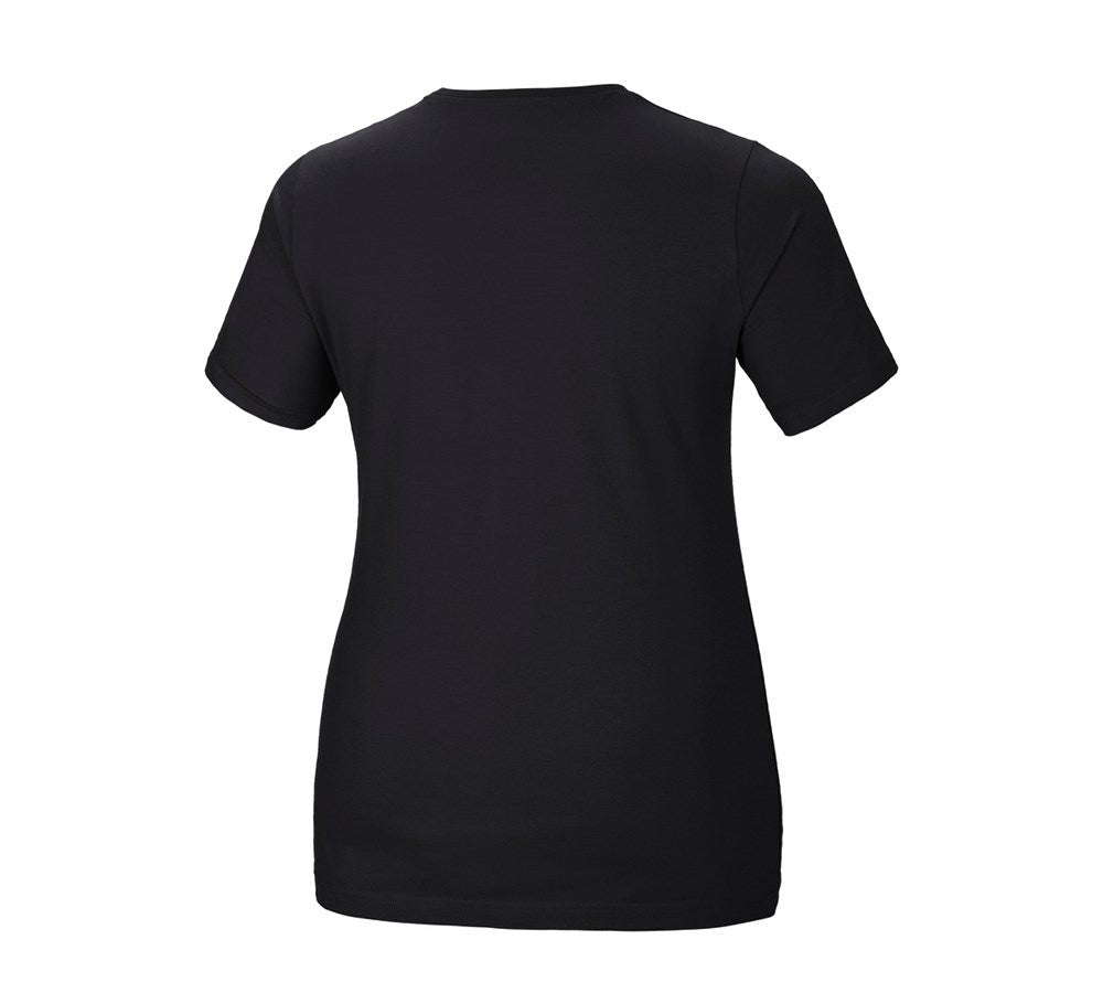 Secondary image e.s. T-shirt cotton stretch, ladies', plus fit black