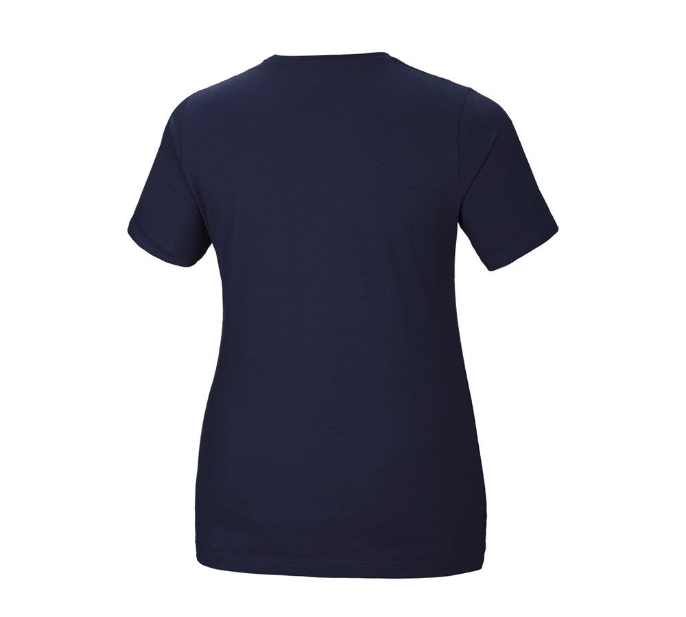 Secondary image e.s. T-shirt cotton stretch, ladies', plus fit navy