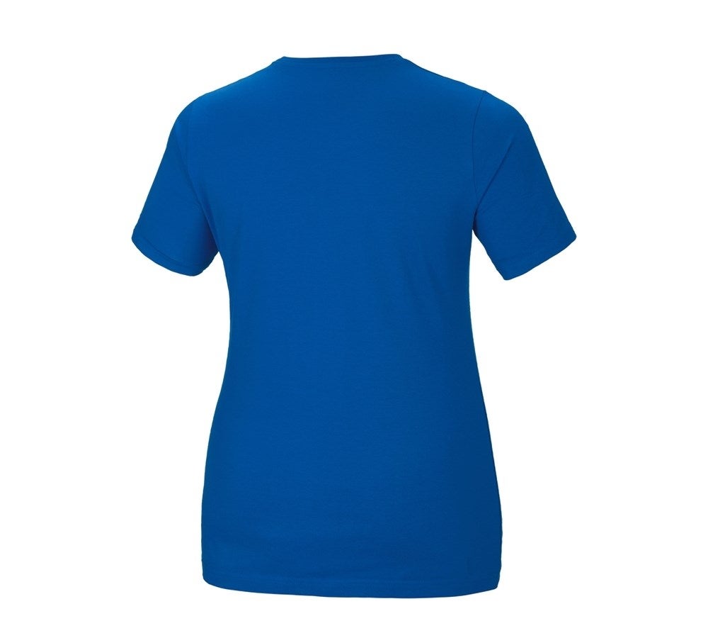 Secondary image e.s. T-shirt cotton stretch, ladies', plus fit gentianblue