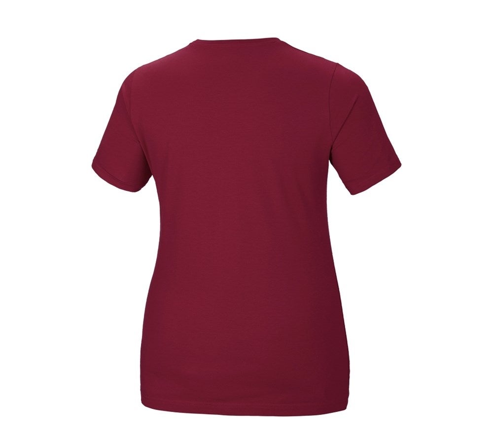 Secondary image e.s. T-shirt cotton stretch, ladies', plus fit bordeaux