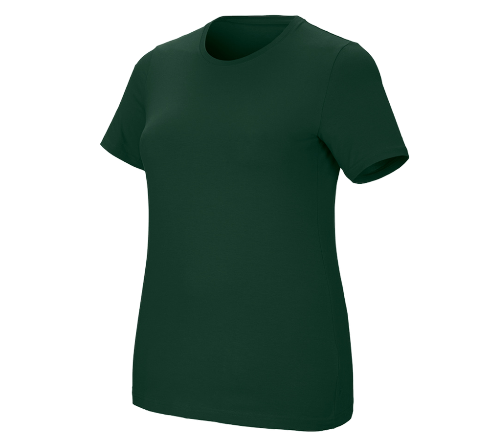 Primary image e.s. T-shirt cotton stretch, ladies', plus fit green