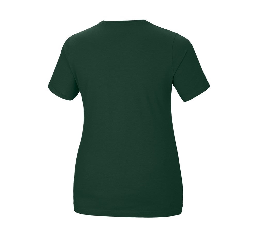 Secondary image e.s. T-shirt cotton stretch, ladies', plus fit green