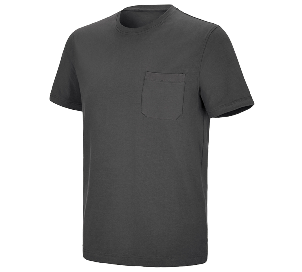 Primary image e.s. T-shirt cotton stretch Pocket anthracite