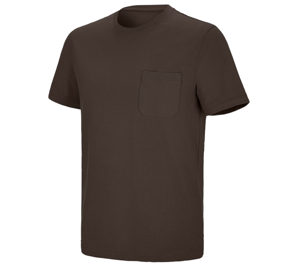 Primary image e.s. T-shirt cotton stretch Pocket chestnut