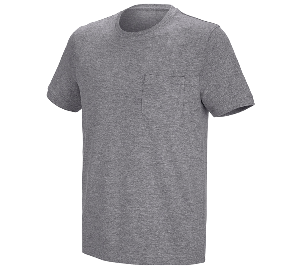 Primary image e.s. T-shirt cotton stretch Pocket grey melange