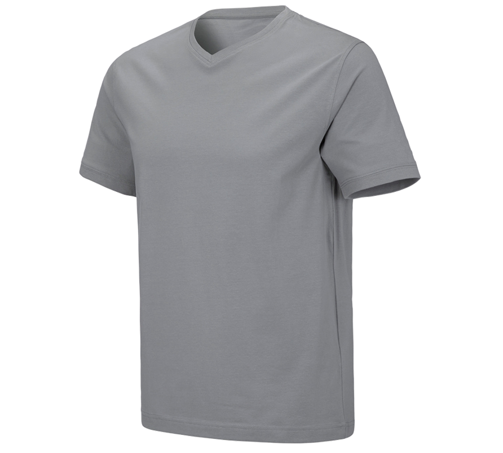 Primary image e.s. T-shirt cotton stretch V-Neck platinum