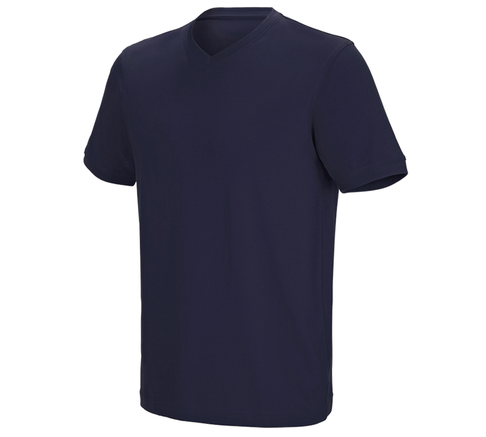 Primary image e.s. T-shirt cotton stretch V-Neck navy