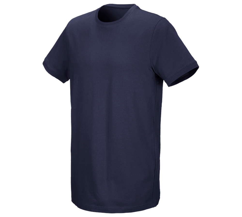 Primary image e.s. T-shirt cotton stretch, long fit navy