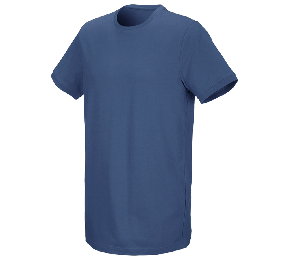 Primary image e.s. T-shirt cotton stretch, long fit cobalt