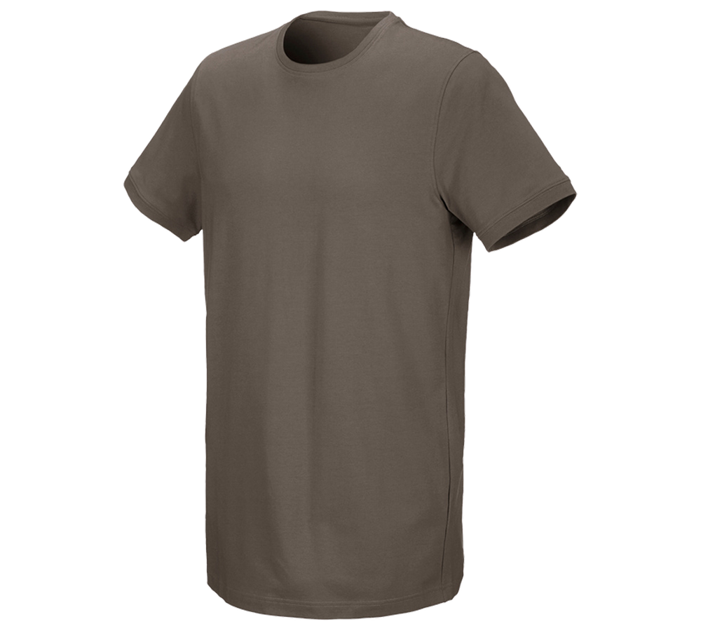 Primary image e.s. T-shirt cotton stretch, long fit stone