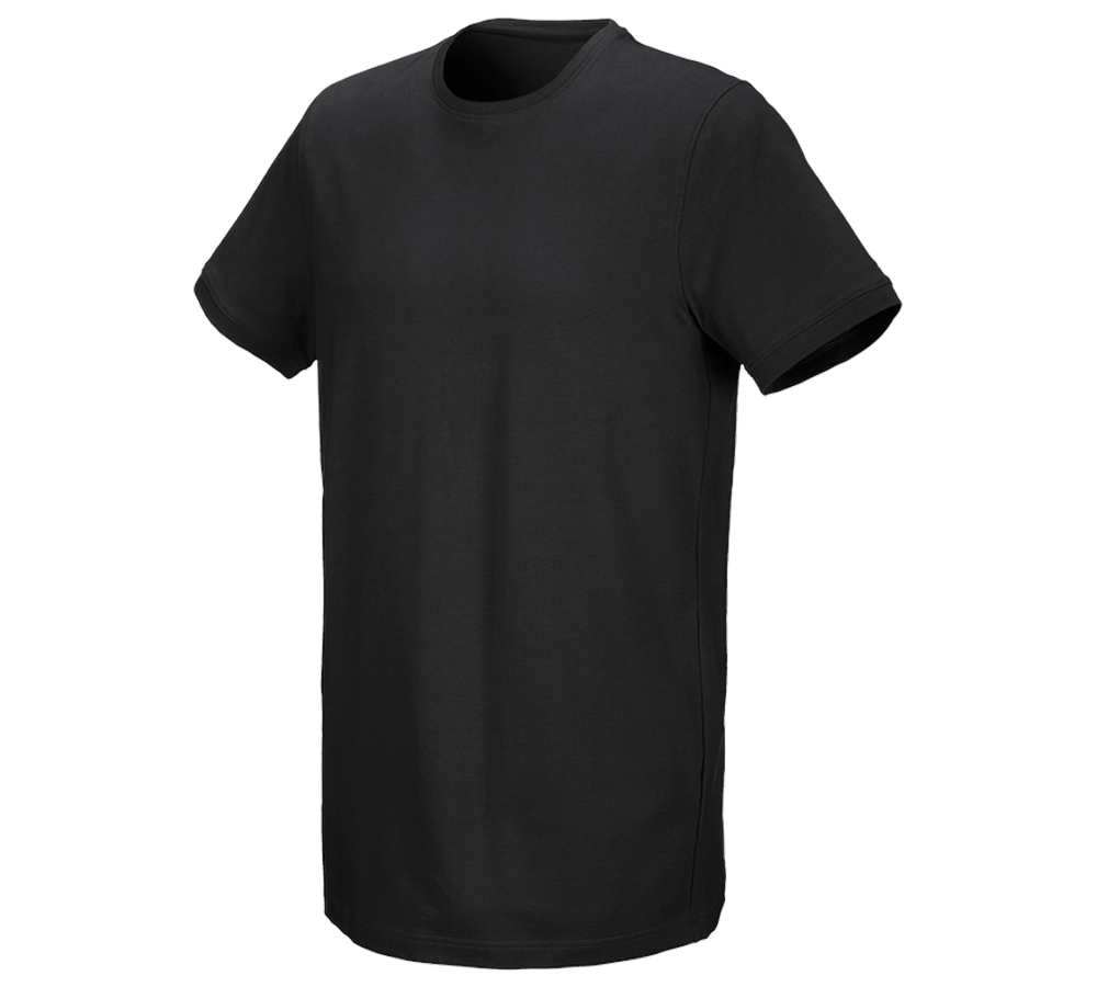 Primary image e.s. T-shirt cotton stretch, long fit black